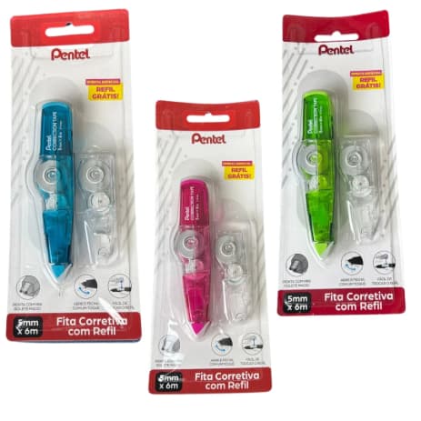 FITA CORRETIVA PENTEL + REFIL GRÁTIS.