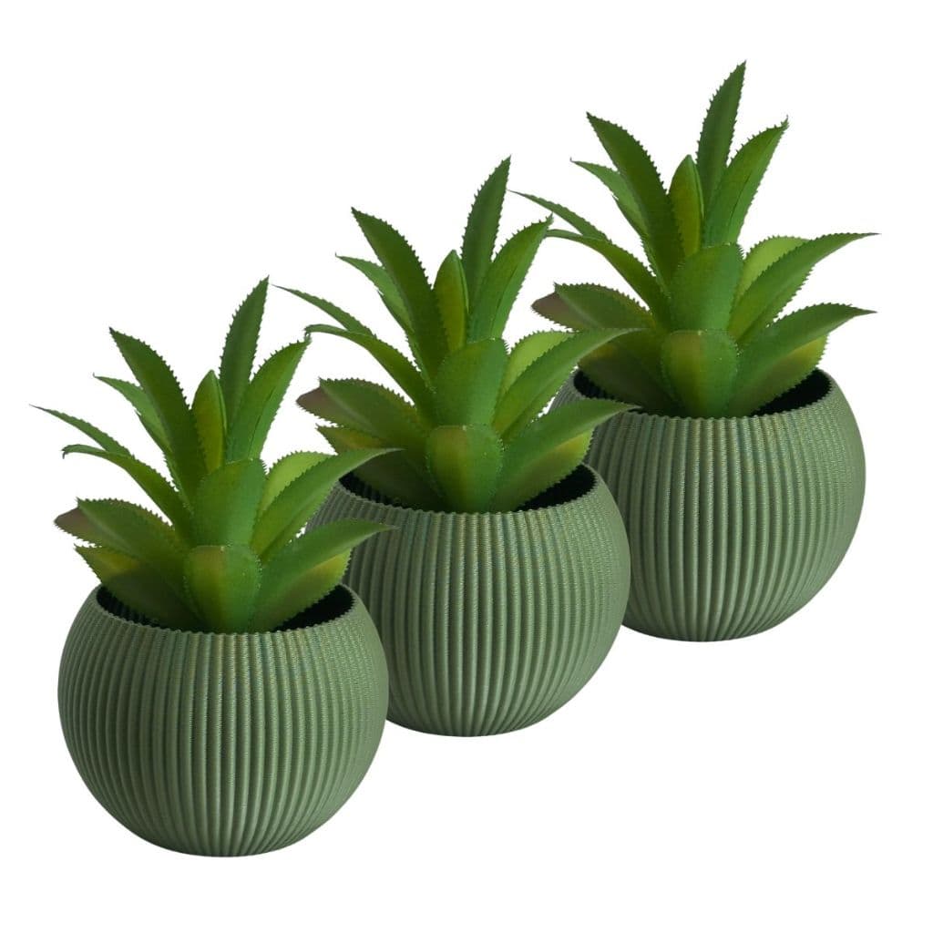 Arranjo 3 Mini Suculenta Artificial + Mini Vaso Decorativo