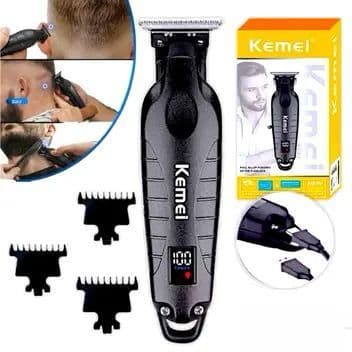 Máquina De Acabamento Profissional Original Kemei Km 2293 Com Visor LCD Barbeador Elétrico - Bivolt