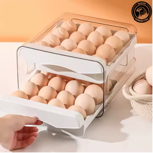 Porta Ovos Acrílico Organizador Geladeira Gaveteiro Dupla Capacidade Cor Branca Envio Imediato