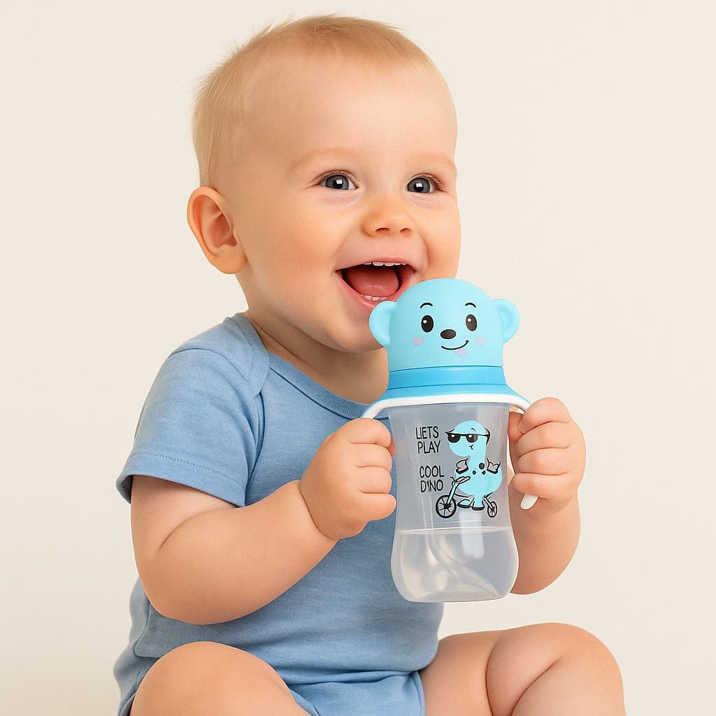 Mamadeira Infantil com alça 350 ml bebe criança femino masculino desenho