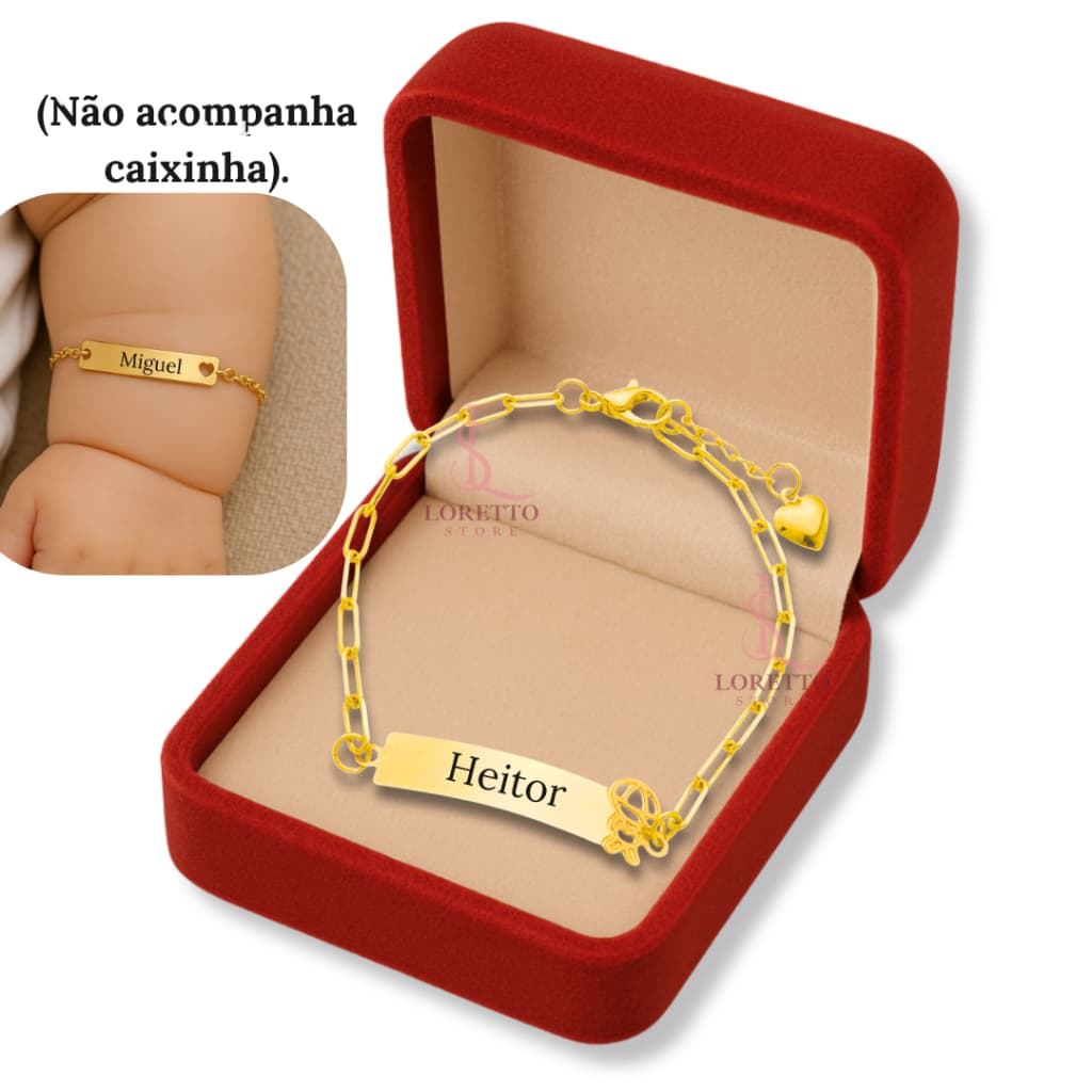 Pulseira Infantil com Nome Gravado da Criança ou bebe AH199