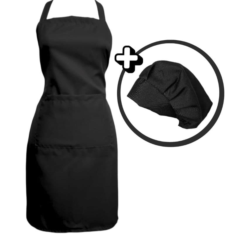 Kit Avental + Touca Profissional Oxford | Cozinheira Garçom Garçonete Buffet Unissex com Bolso  frontal.