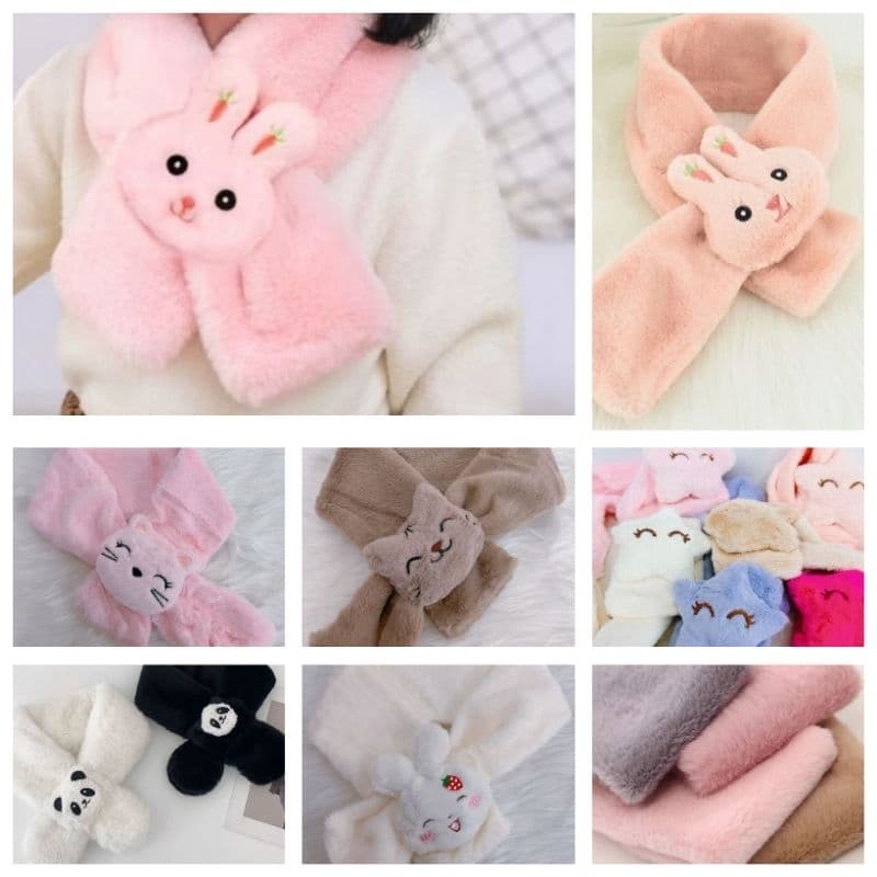 Cachecol bebê infantil pelúcia fofo de bichinhos quentinho