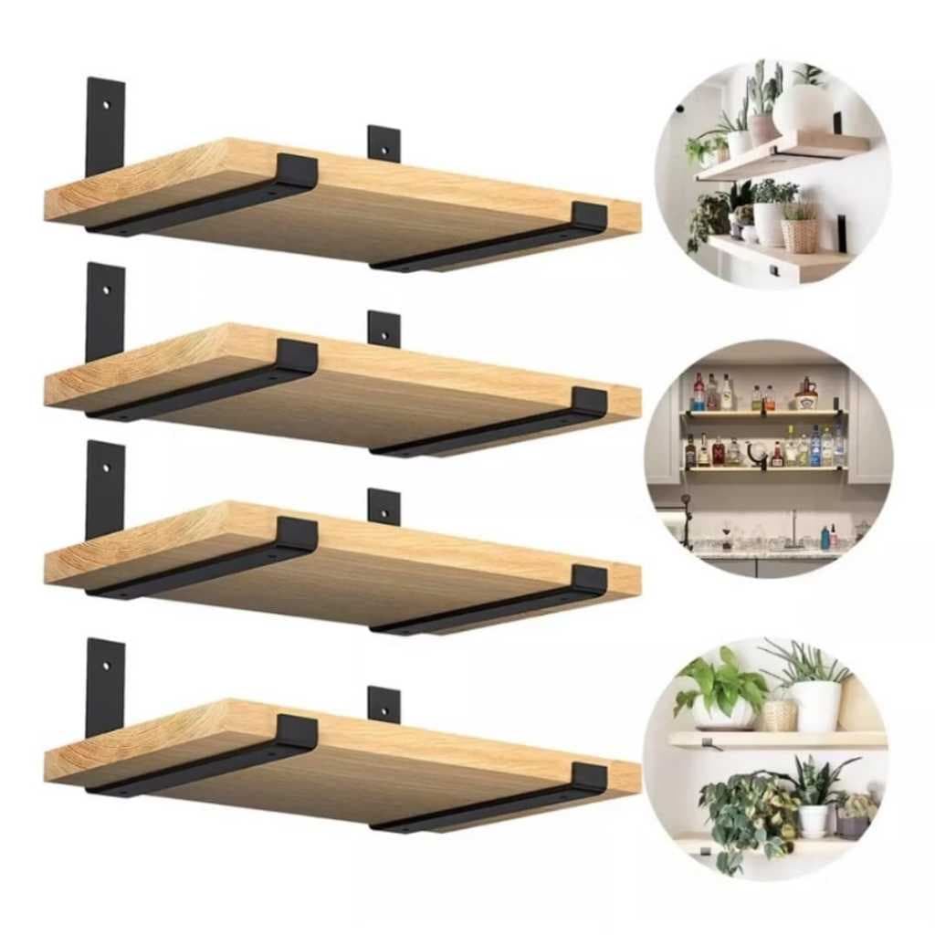 kit 1 a 4 Prateleira indústrial com mão francesa invertida luxo organização