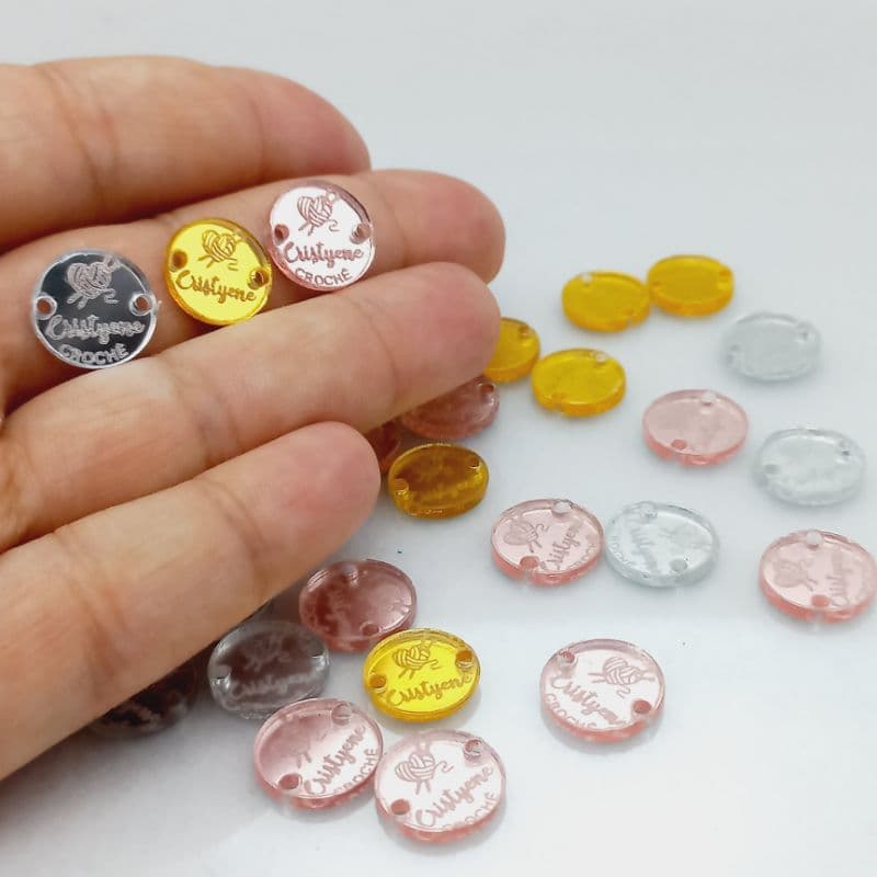 25,30, 50,80 OU 100 Tags Acrílica 1,3x1,3cm - Envio 1 dia util