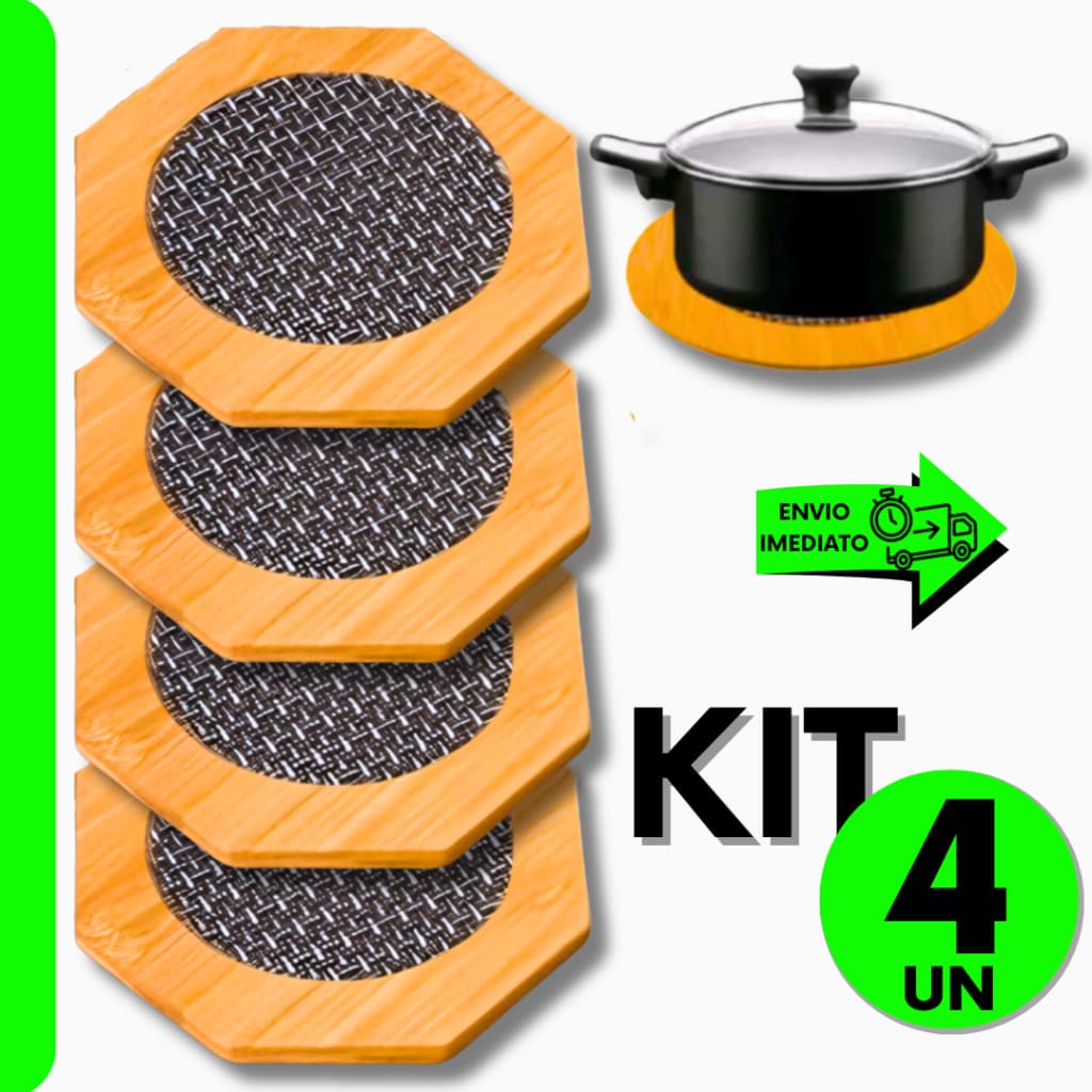 Kit 4 Pçs Descanso de Panela em MDF 14,5cm Protetor de Mesa Apoio de Panela - Enviado Formatos Variados