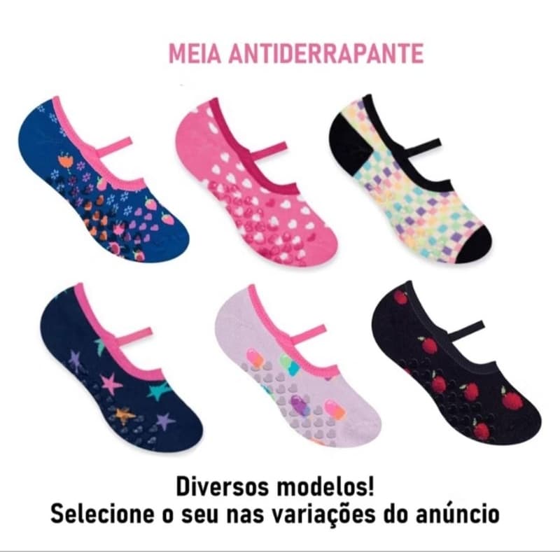 kit 2 Pares Sapatilhas Antiderrapantes infantil Selene
