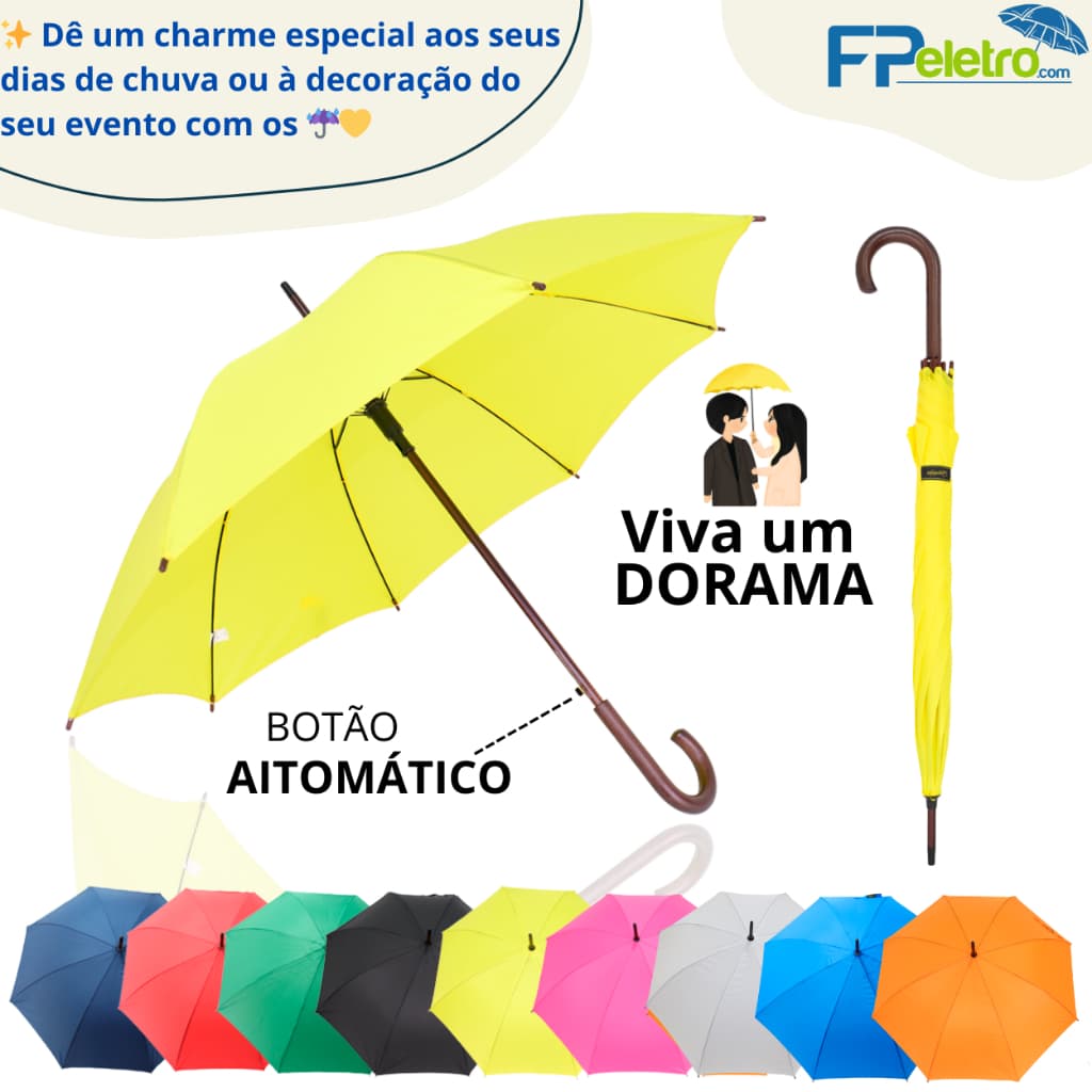 Guarda Chuva Automático Portaria Reforçado Contra Vento Guarda Chuva para Decoração guarda Chuva Colorido  | 2205