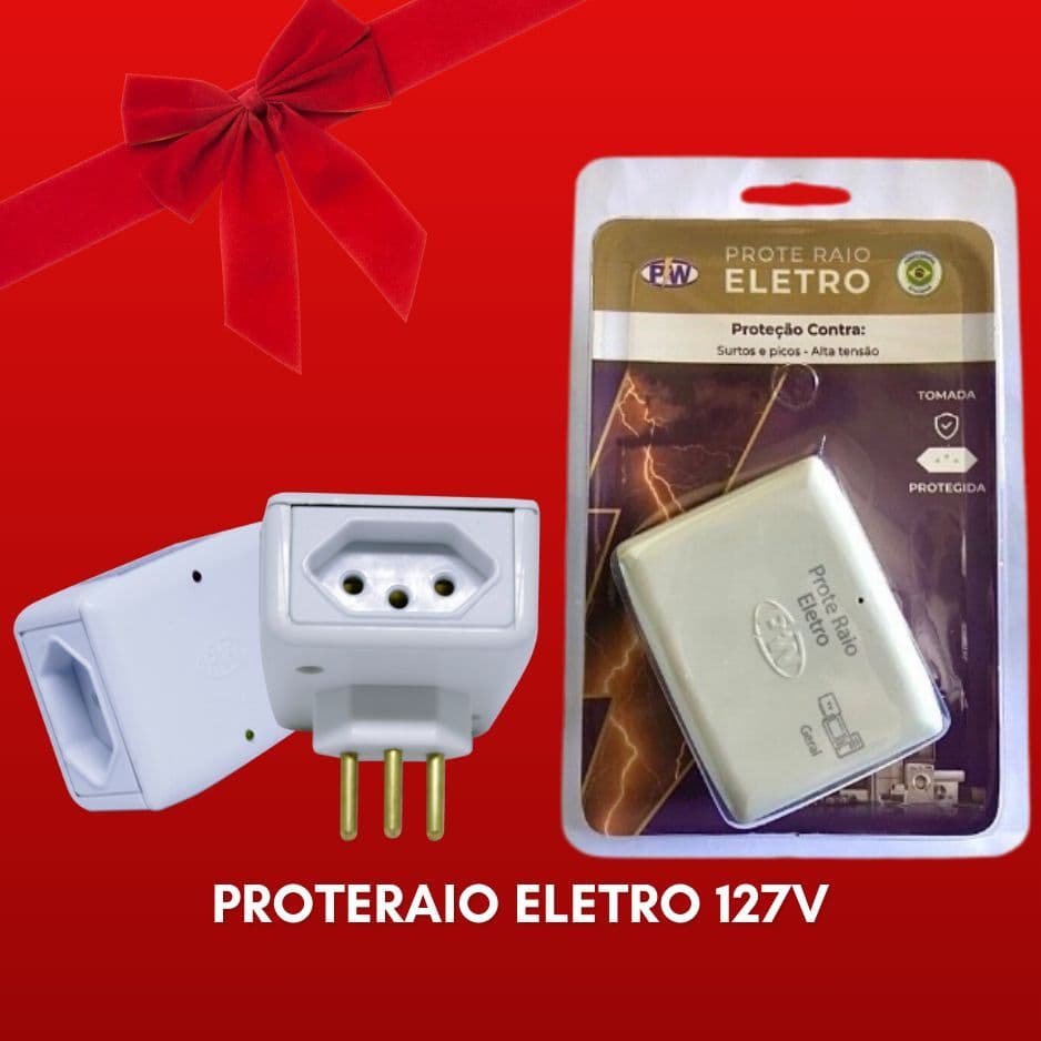 Protetor Contra Raios e Descargas/Picos de Energia - Protetor de Raio PW Eletro 2 Tomadas 127V/220v