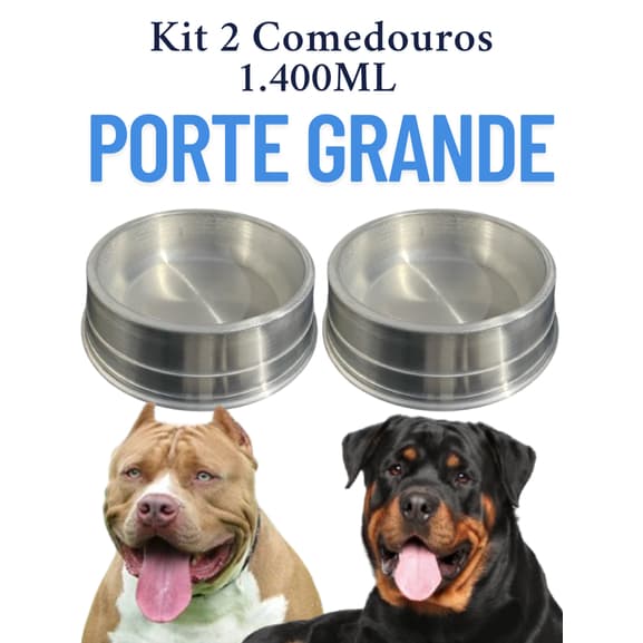 Kit 2 Comedouros 1,4L para Cães de Grande Porte – Ideal para Ração ou Água
