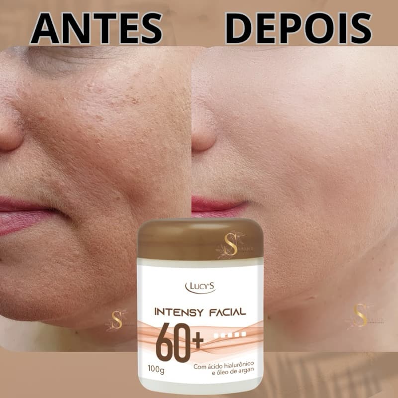 Creme Facial Intensy 60+  Antirrugas com Ácido Hialurônico e Óleo de Argan Lucy's 100g