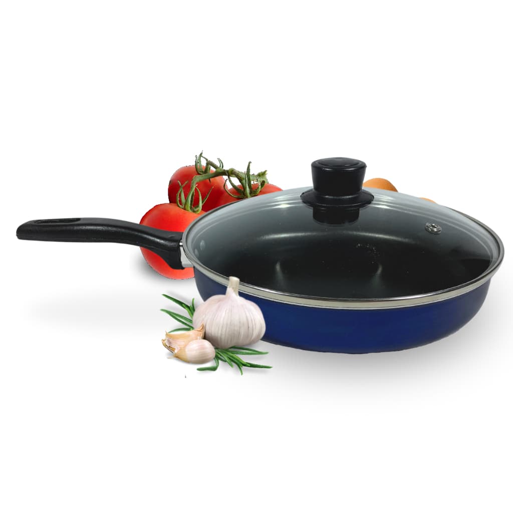 FRIGIDEIRA RETA Nº 24 ANTIADERENTE COM TAMPA DE VIDRO