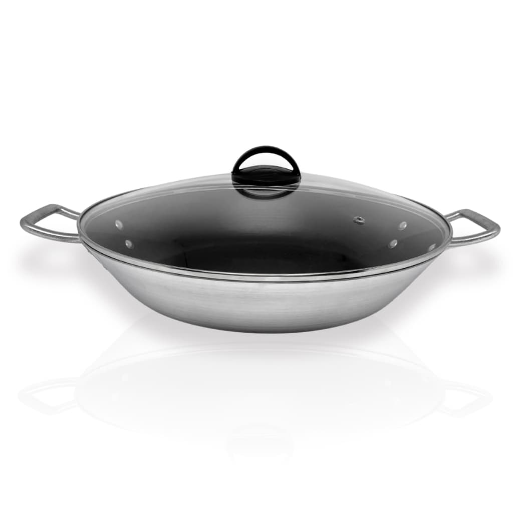 Frigideira Paellera 36cm Teflon Antiaderente com Tampa de Vidro