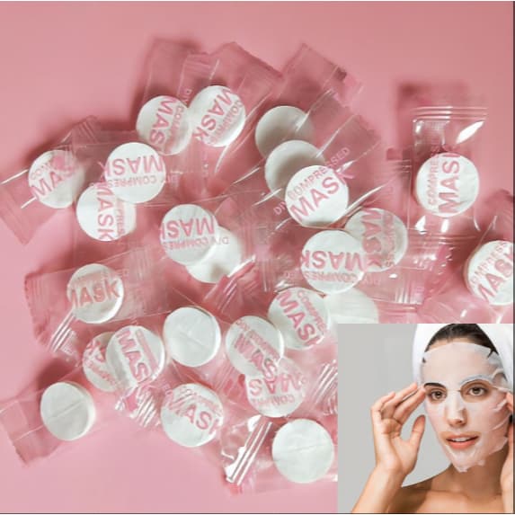 Máscaras faciais comprimidas para tratamento de beleza conveniente