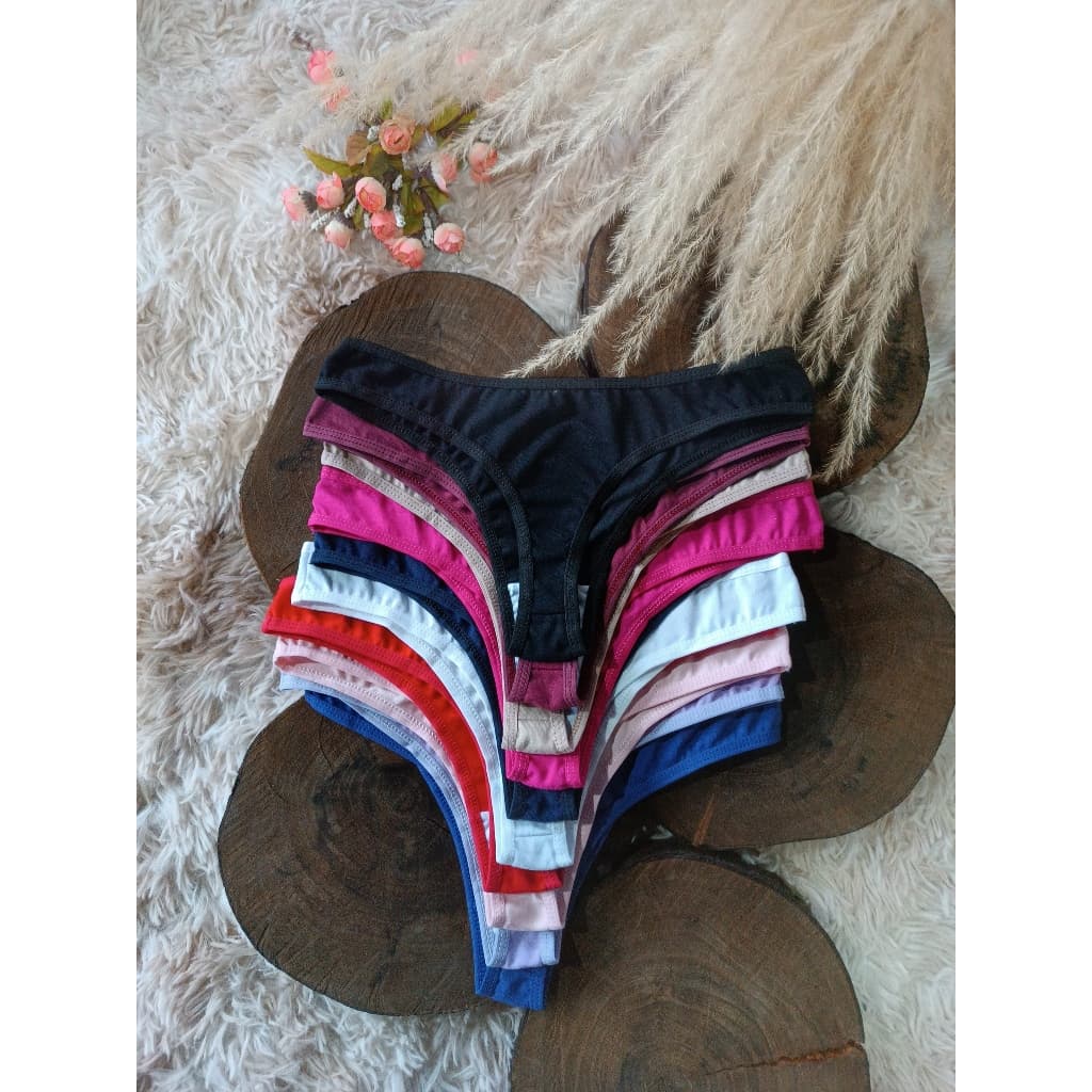 Kit 10 Calcinhas Fio Dental De Algodão Calcinha Feminina Cotton Conforto