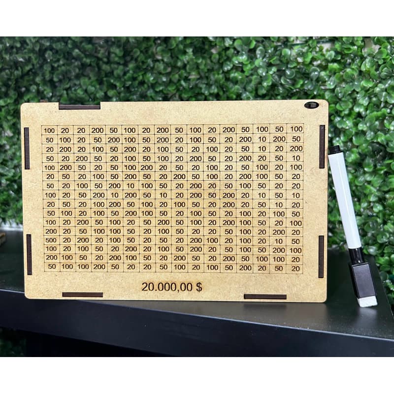 Cofre Desafio 5Mil/10Mil/20Mil Caixa de Dinheiro /MDF / Método Japonês / Poupança / Depósitos