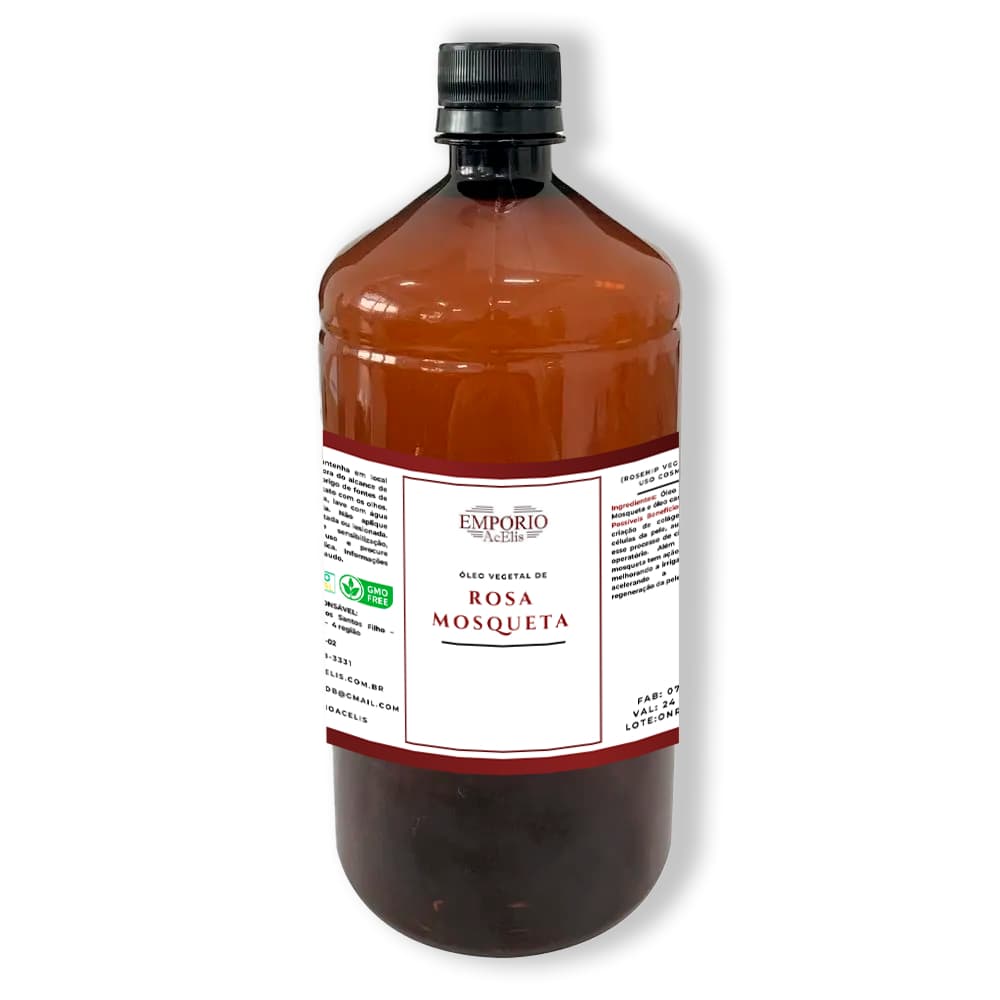 Óleo vegetal Natural- 1 Litro- Rosa Mosqueta- Pele- Cabelos -Com óleo carreador-Skin Care-Anti-Rugas-Anti-envelhecimento