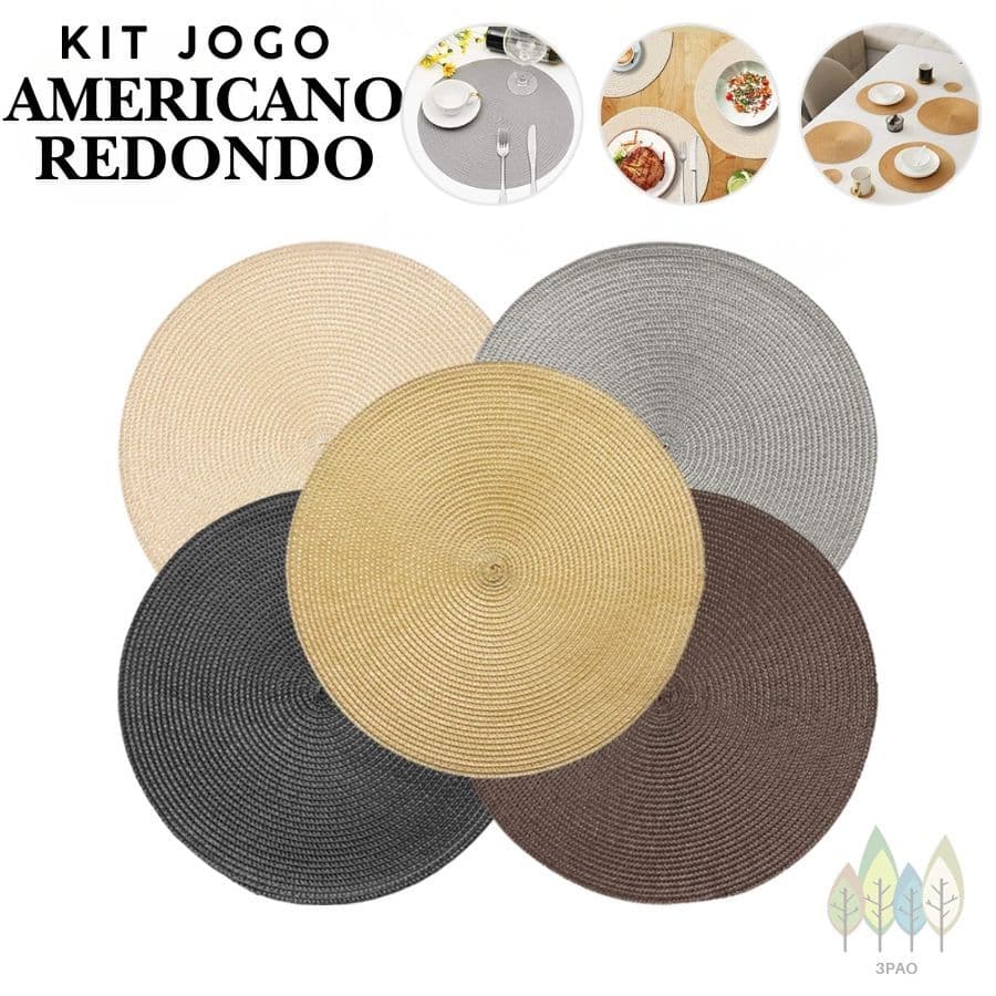 Kit 10 / KIT 20 Jogo Americano Redondo Mesa Posta Sousplat Supla Cozinha 38 cm