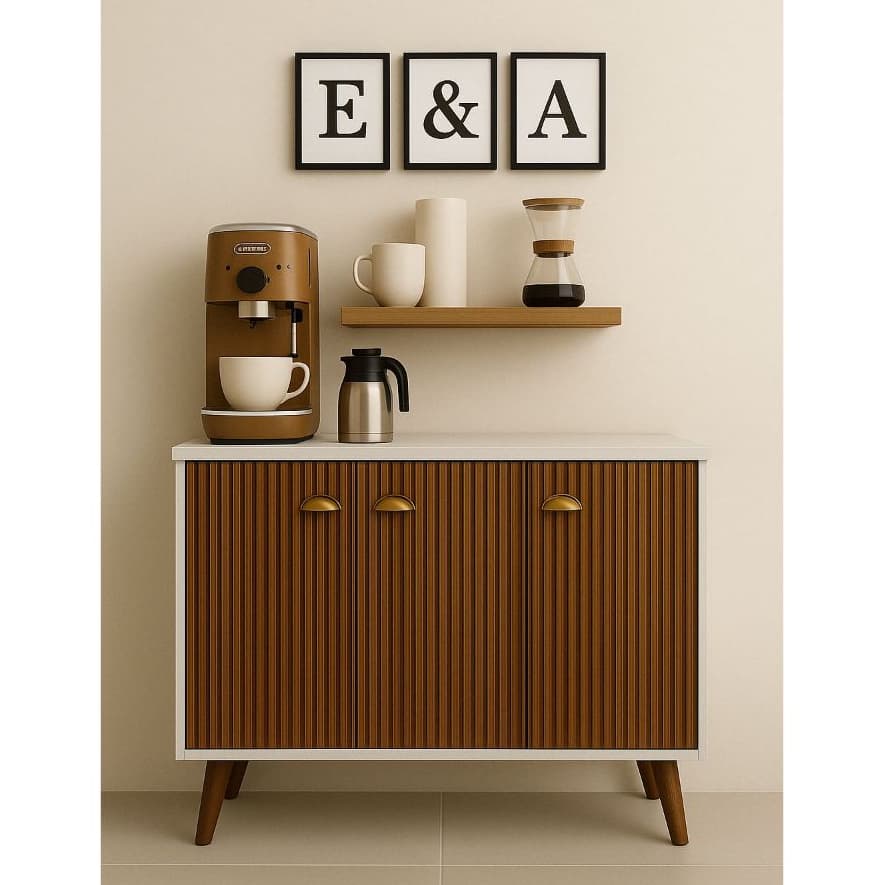 QUEIMA DE ESTOQUE - Aparador Buffet E&A 3 Portas com Pés Retro Cantinho Do Café