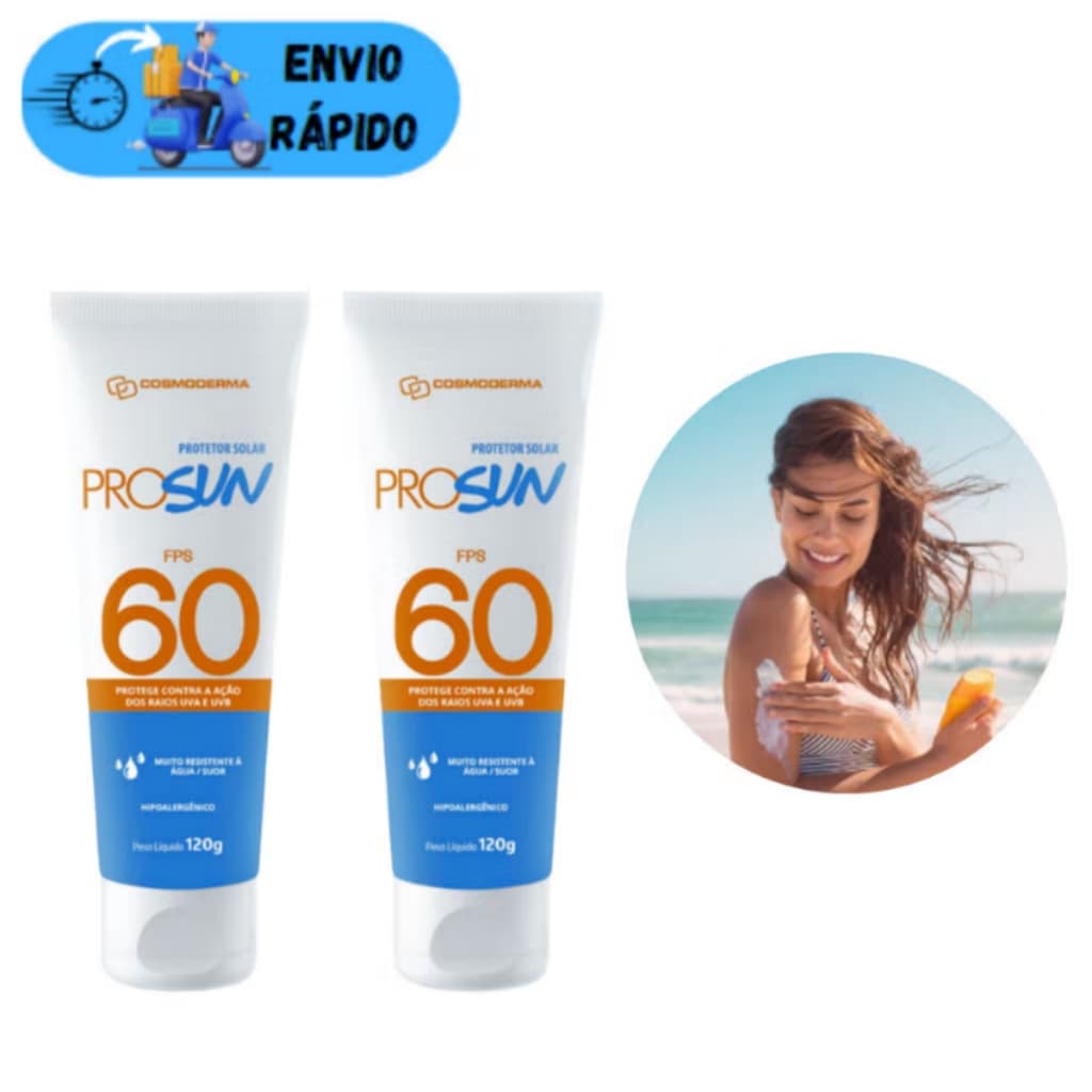 PROTETOR SOLAR COSMODERMA FPS 60 120ml  PARA PELES OLEOSAS FACIAL E CORPORAL