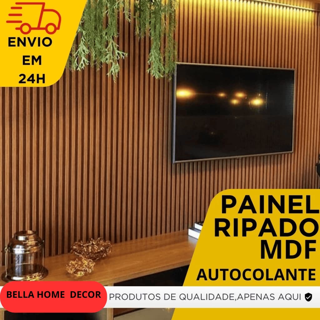 Kit Até 100 Placas Ripadas Painel de Parede 45x11cm Laminado Decoração Sala - ENVIO FULL