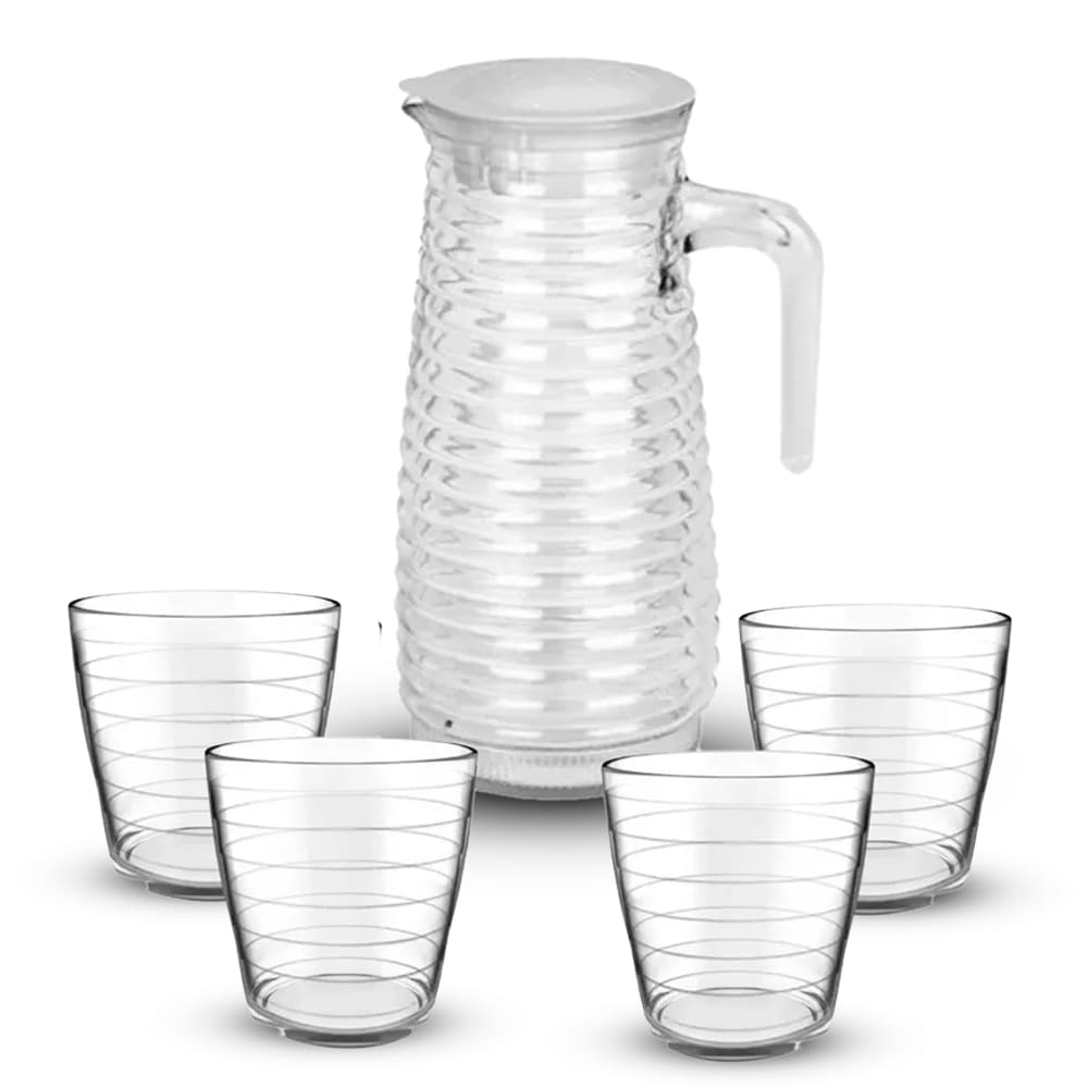 Kit Jarra 900ml com 4 Copos 250ml | Conjunto para Suco, Água ou Drinks – Ideal para Casa e Presentes