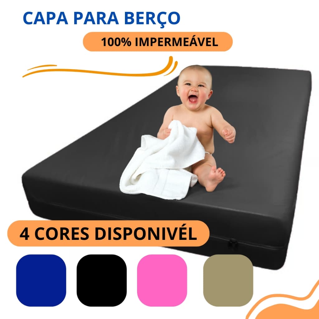 Capa Colchão Impermeável Protetora Para Berço Anti Xixi Com Ziper