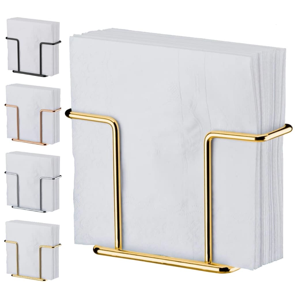 Porta Guardanapos Suporte Apoio de Papel Aço Mesa Restaurante Lanchonete Dourado Gold Future