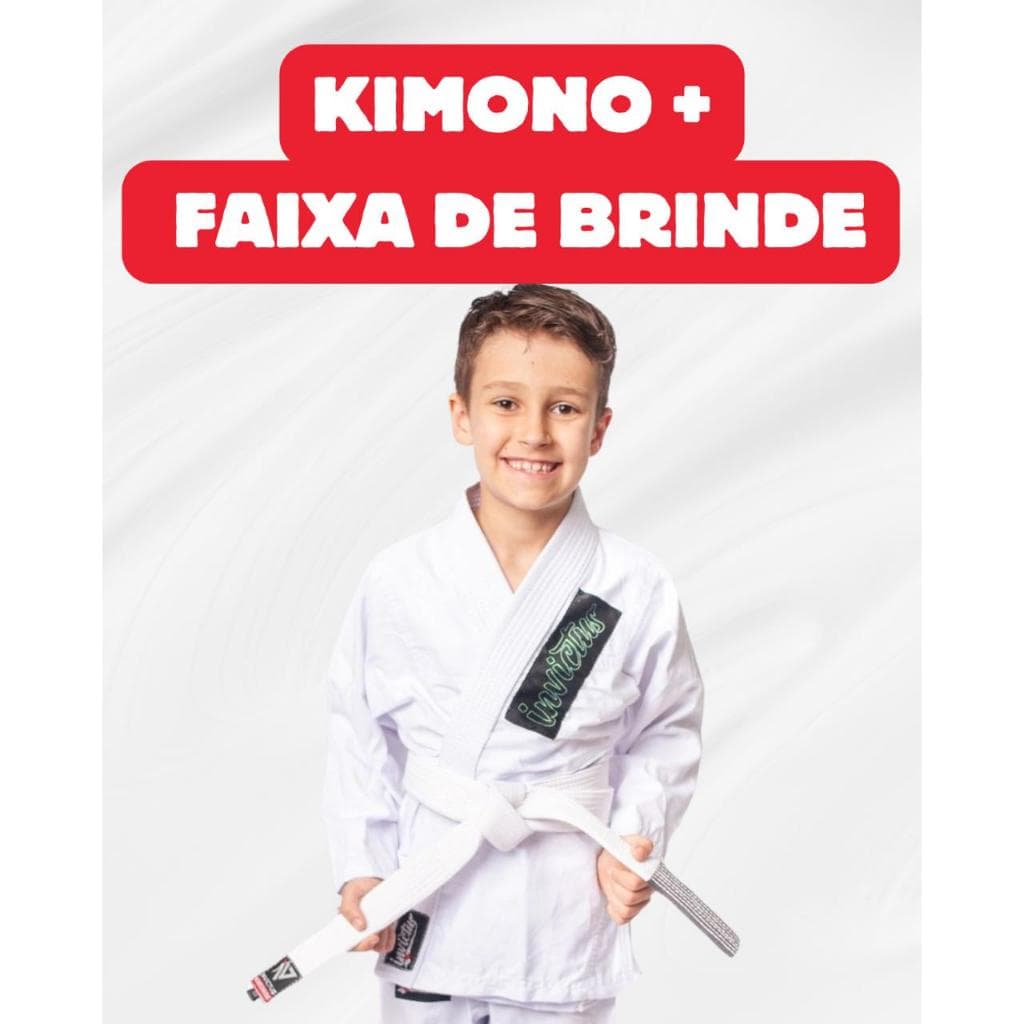 Kimono + Faixa de Jiu Jitsu Infantil Branco kids Refoçado Judô Dobok Treino ENVIO JÁ!