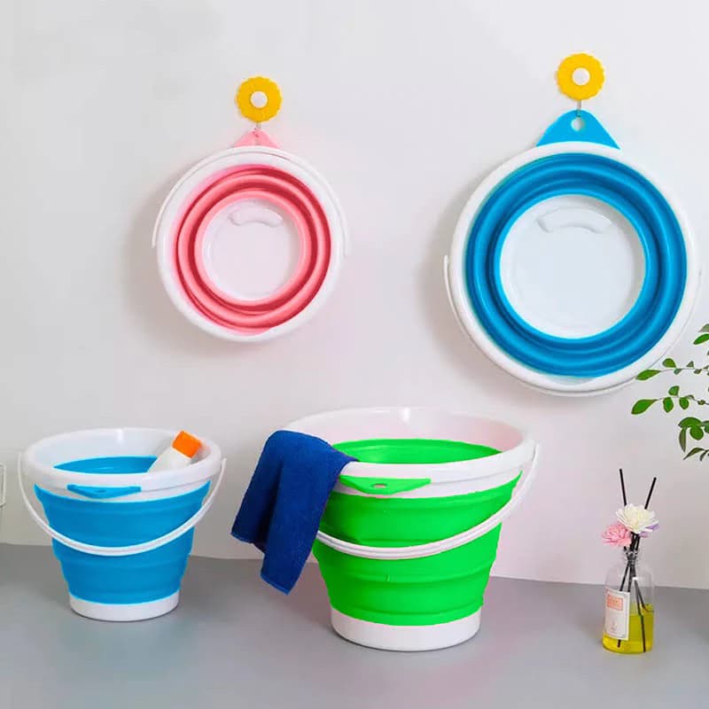 Balde Dobrável Retrátil 10 Litros Silicone Original Multiuso Cozinha Lavanderia Portátil