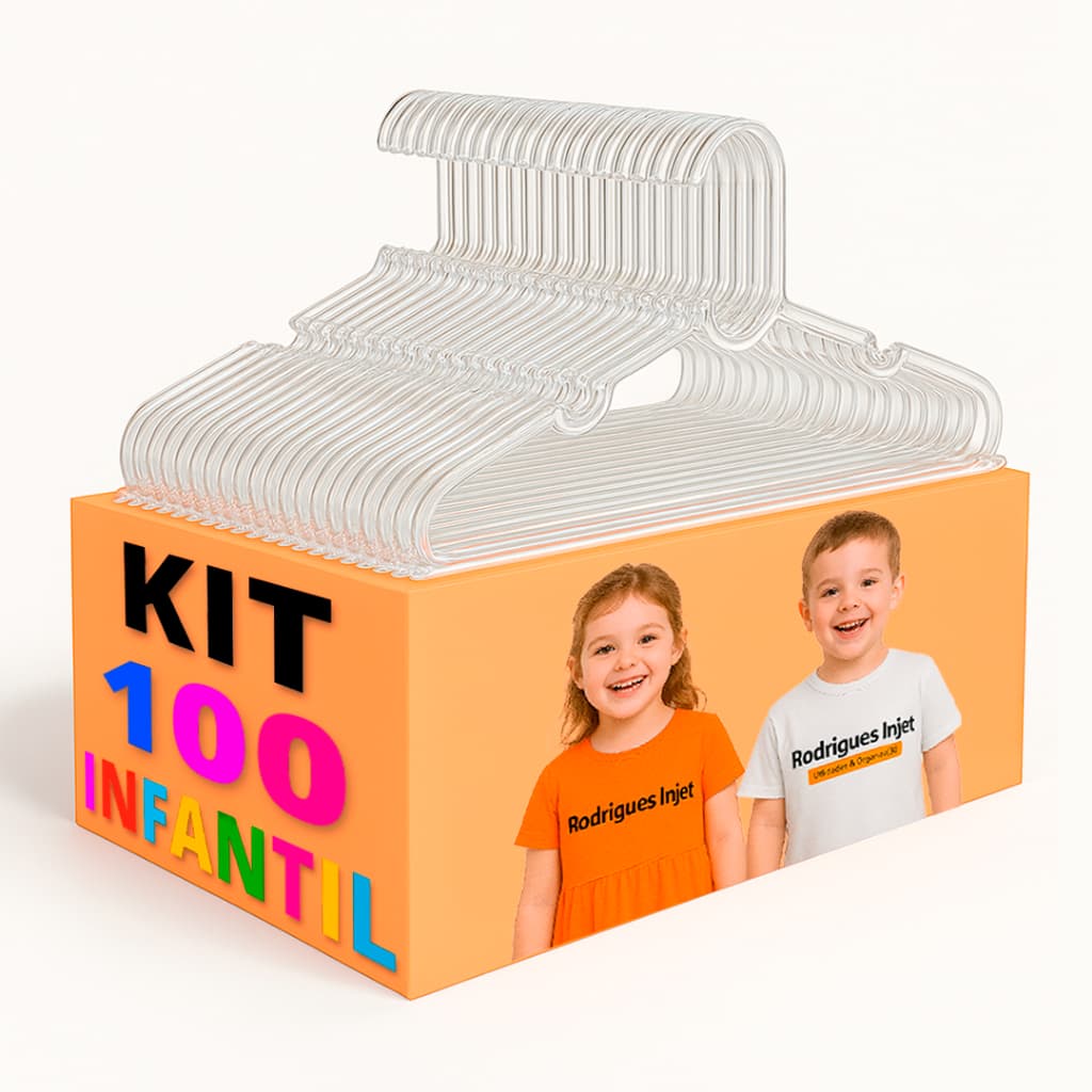 Cabides infantil Kit 100 acrilico ideal para organização Transparente