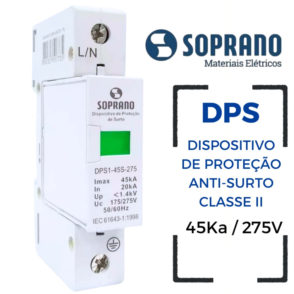 Dps Protetor De Surto Classe Ll 1p 45ka 275v Soprano
