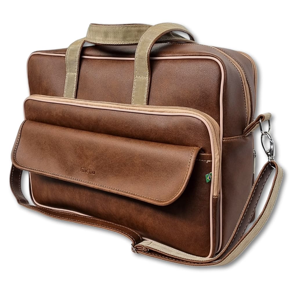 Bolsa Pasta para Notebook ate 15" Grande Couro Sintético Masculina Maleta Executiva Miellu Bolsas