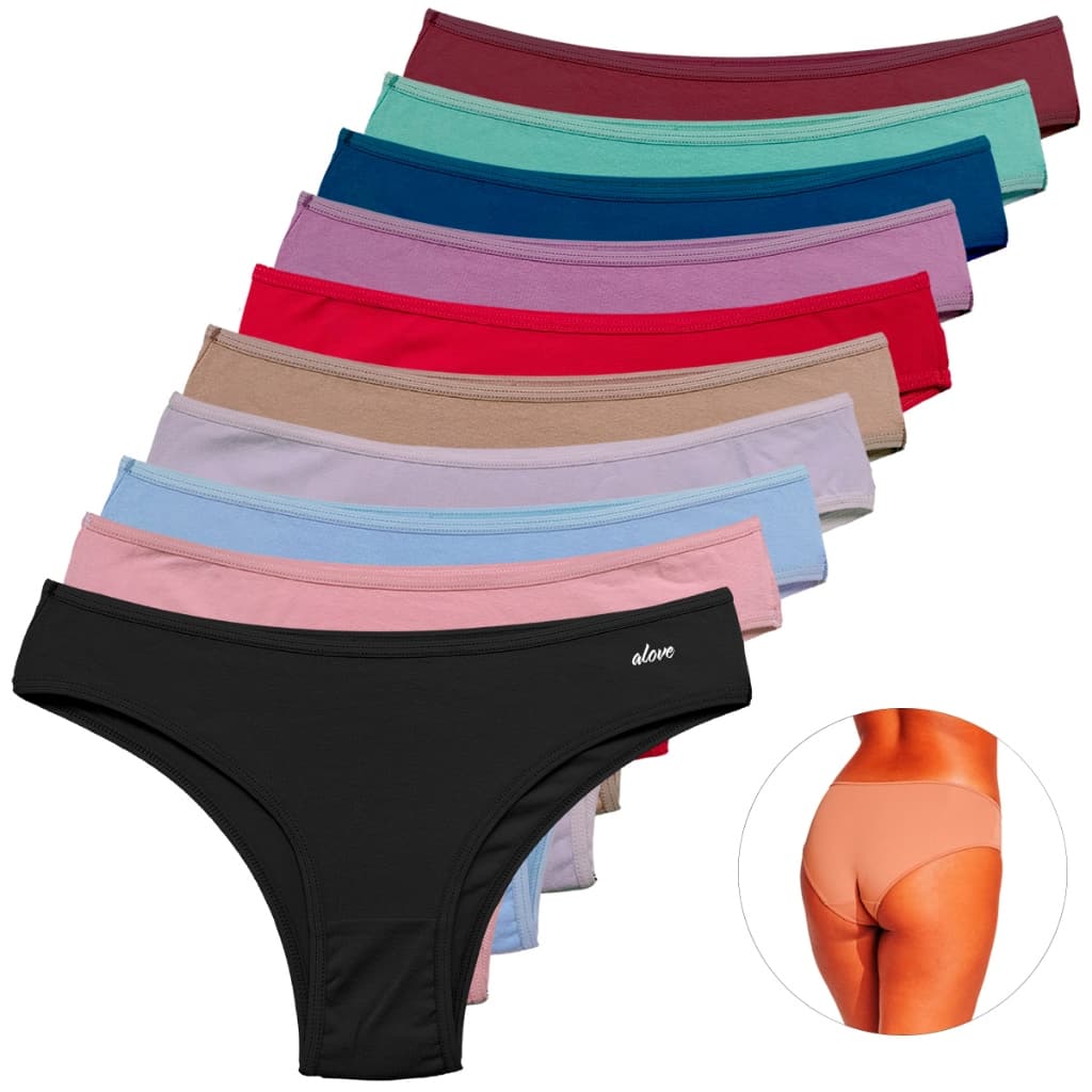 Kit 10 Calcinhas Femininas de Algodão – Modelagem Biquíni, Suave e Confortável