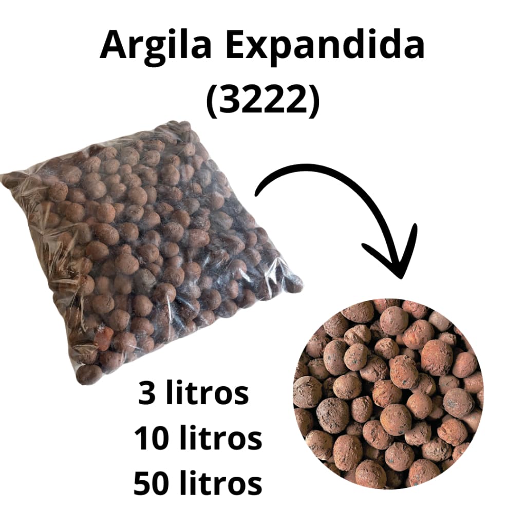 Argila Expandida 3222 - 3L ou 10L - para Drenagem Vaso Laje Decoração
