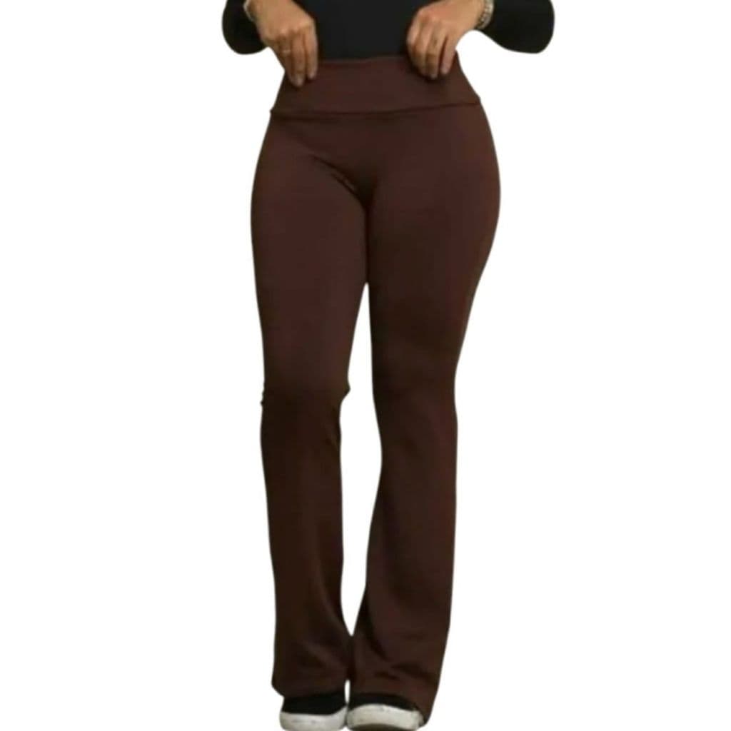 Calça Legging Flare Leg Boca De Sino Bailarina Cintura Alta Zero Transparência