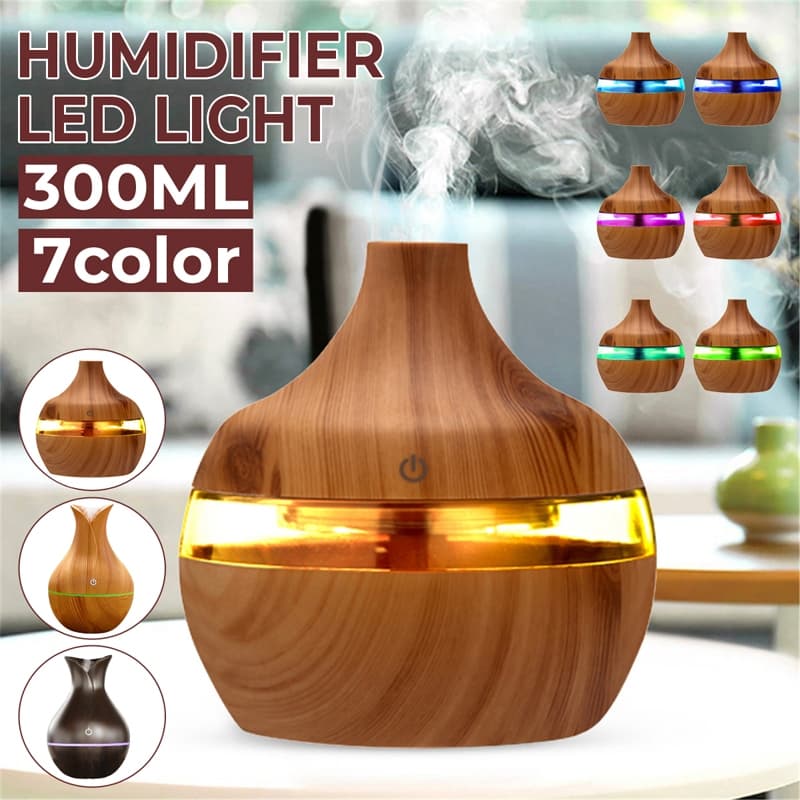 Umidificador E Aromatizador De Ar 8H Difusor Elétrico Ultrassónico De Ambiente Portátil Led Quarto