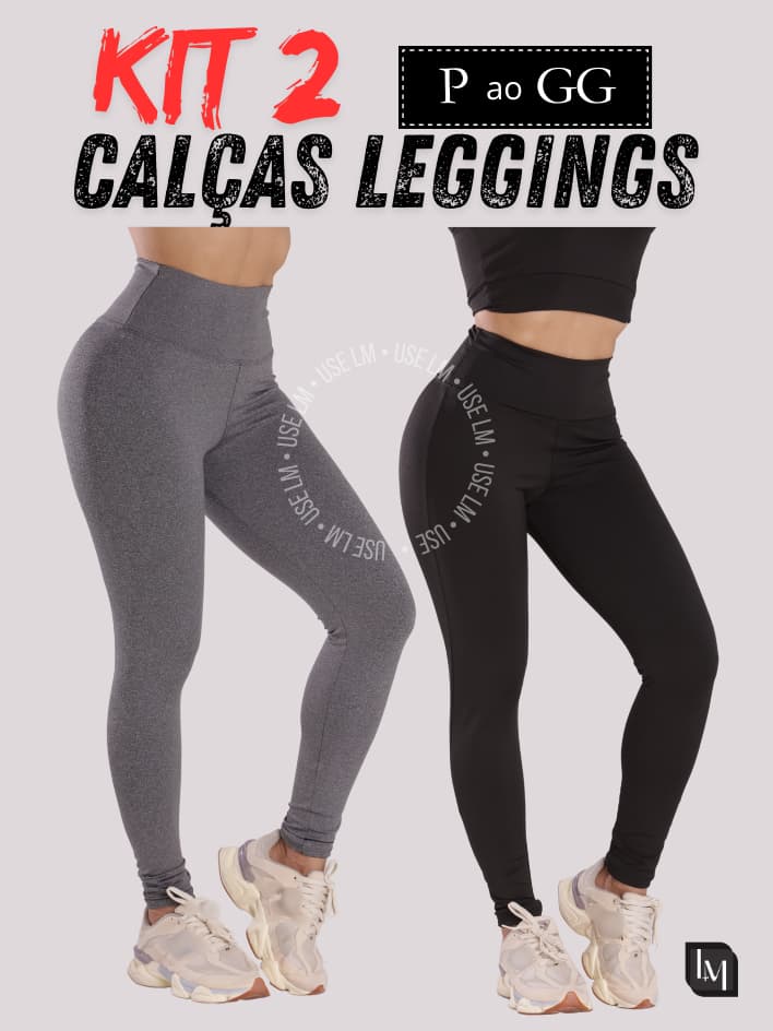 Kit 2 Calças Leg Legging Feminina Suplex Fitness Academia