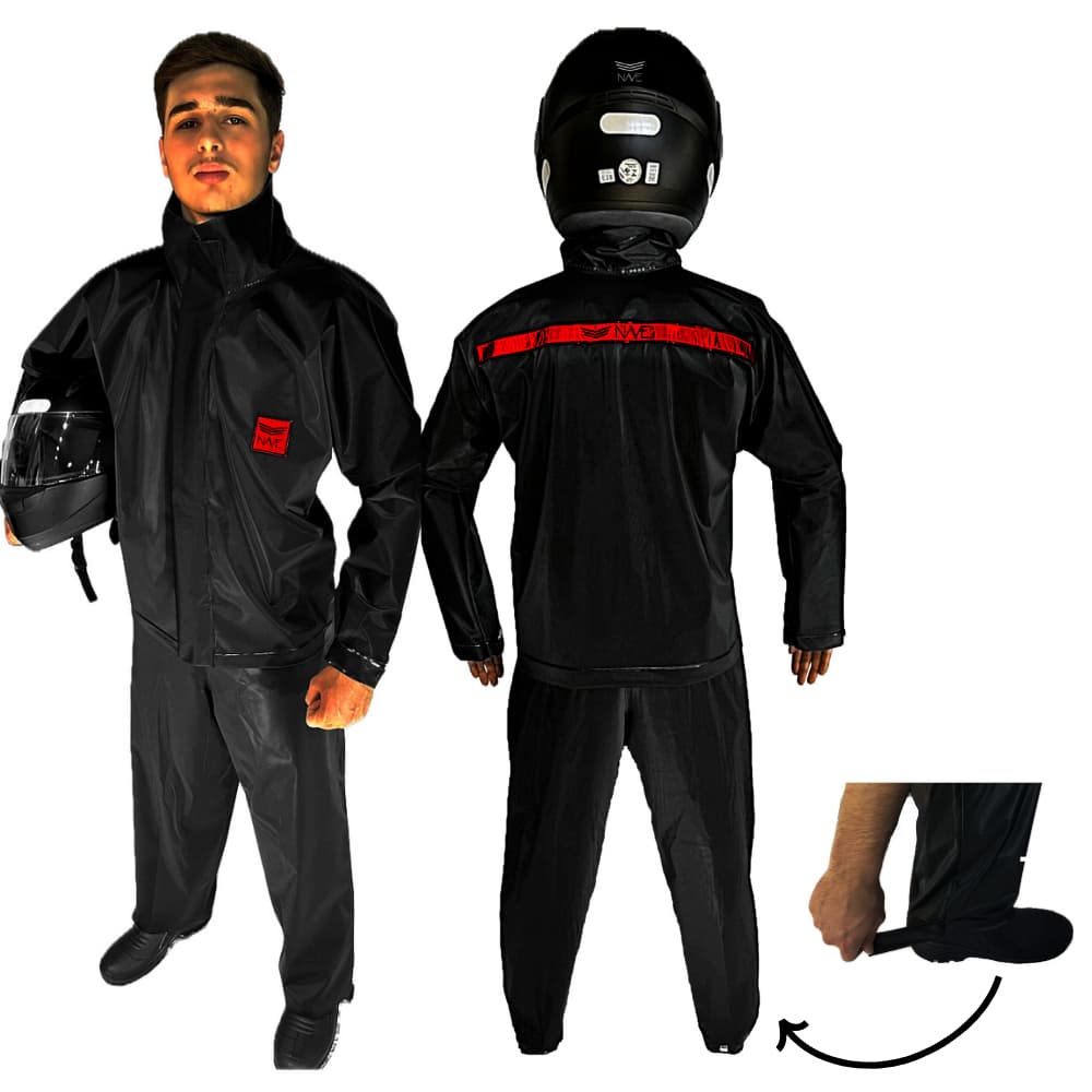 Conjunto Capa De Chuva Roupa Para Motoqueiros Ciclistas Impermeável Calça Jaqueta Nave S/ Capuz