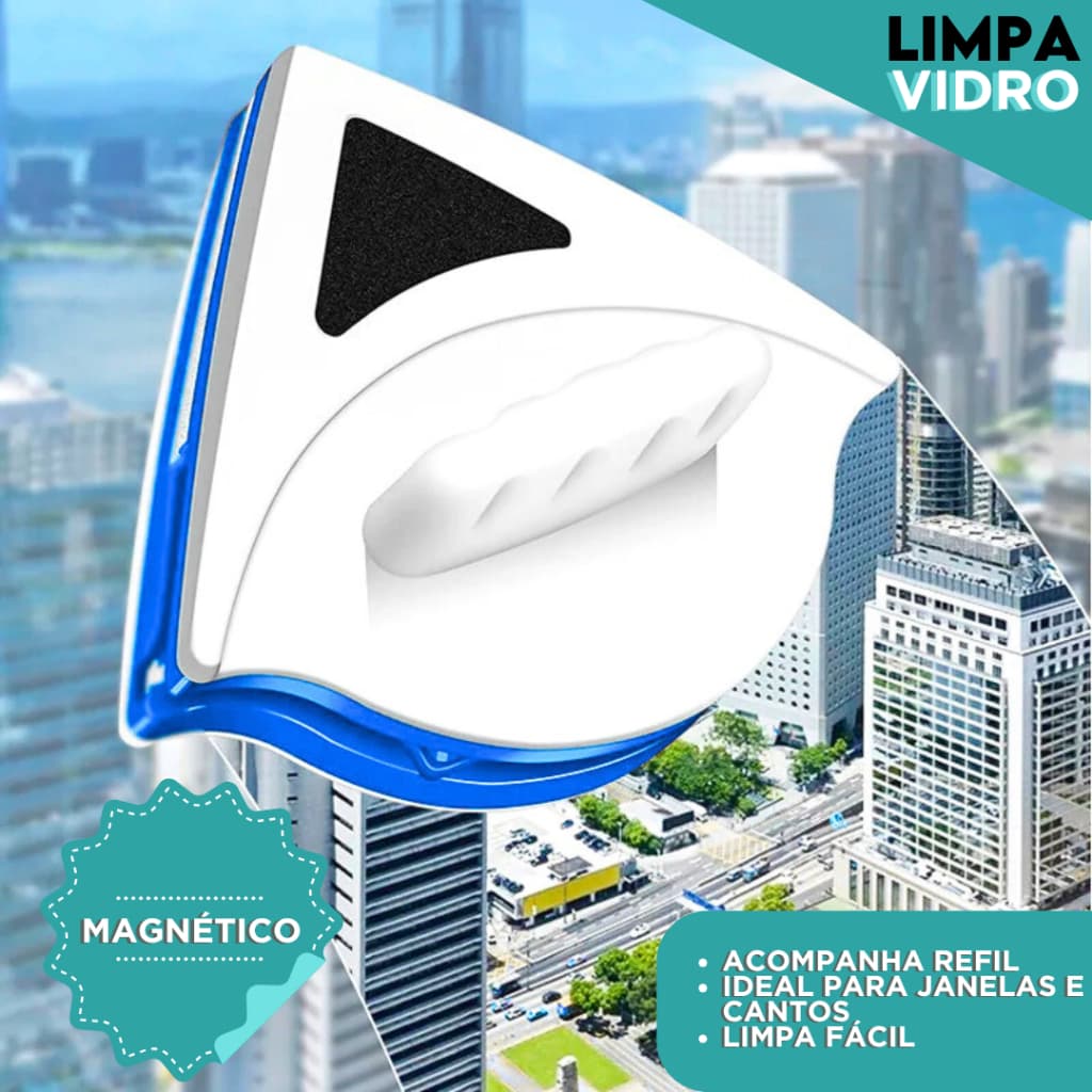 Limpa Vidro Magnético - Dupla Face C/ Super Imã Mágico | CH