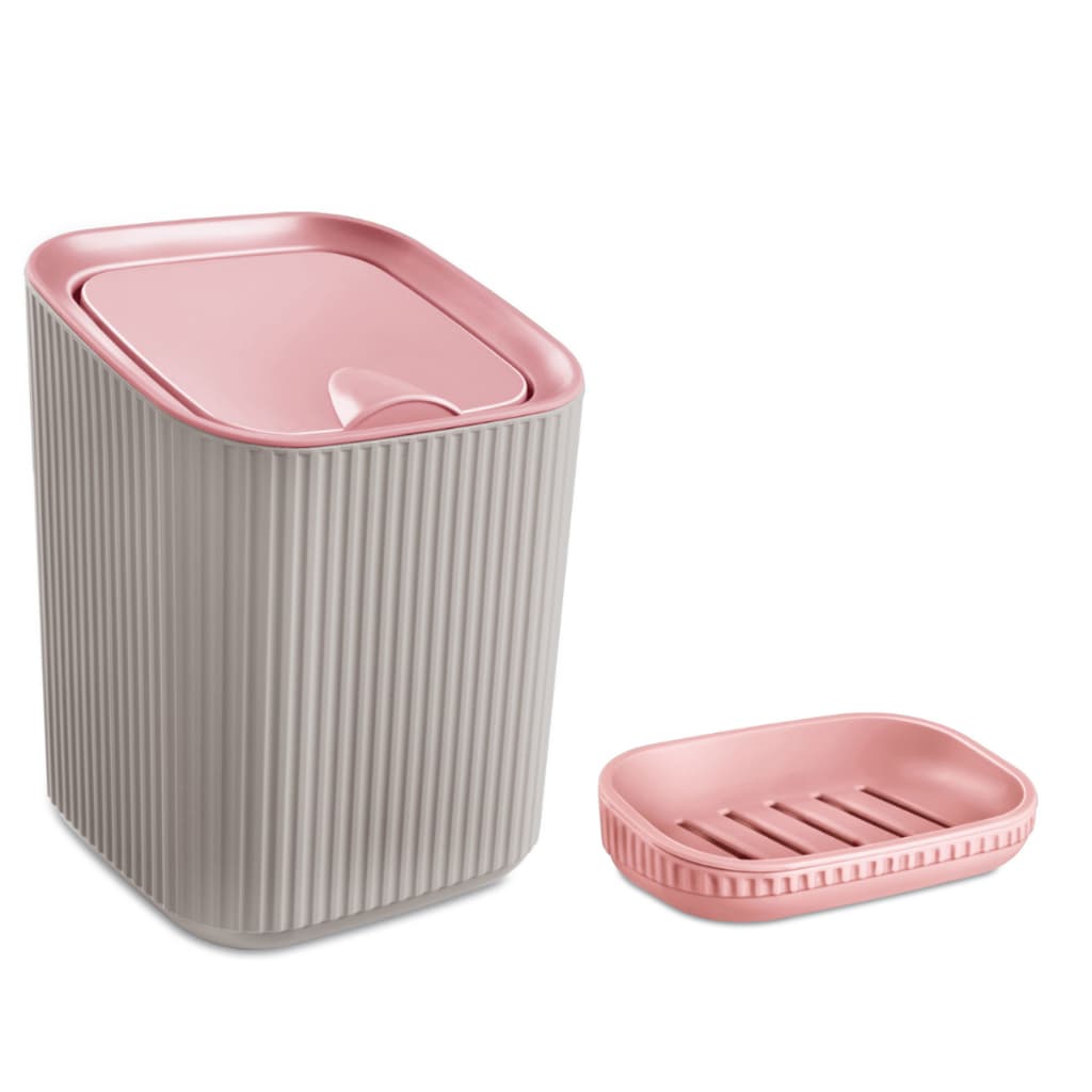 Kit Lixeira 1,25L e Saboneteira com Escorredor Para Bebês Menina Linha Baby