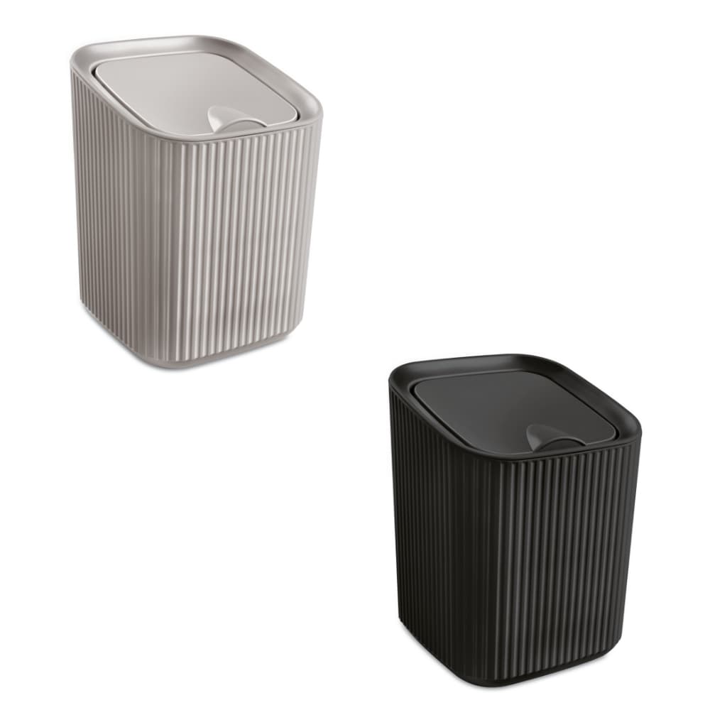 Kit 2 Lixeiras Pequenas 1,25L Quadradas Com Tampa Para Mesa Escritório Compacta Elegante