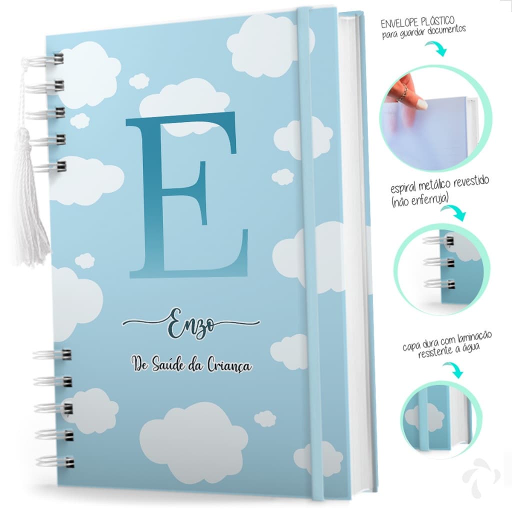 Caderneta De Vacinação Menino Personalizada com nome Capa Dura Versão Atualizada