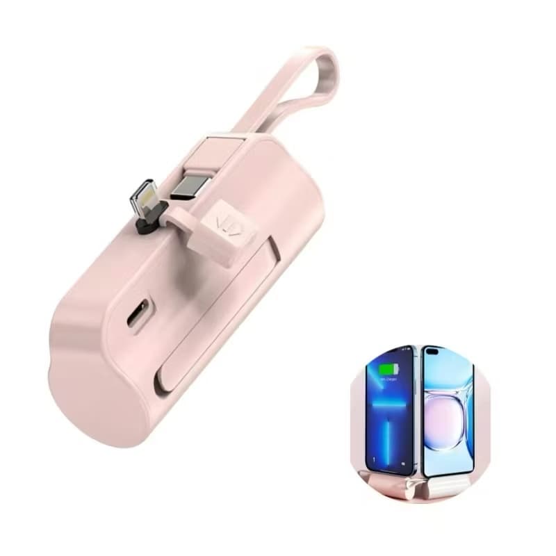 Carregador Portatil Mini  Power Bank 1.0000mAh Sem Fio 2em1 Carregador para iPhone e Tipo-C