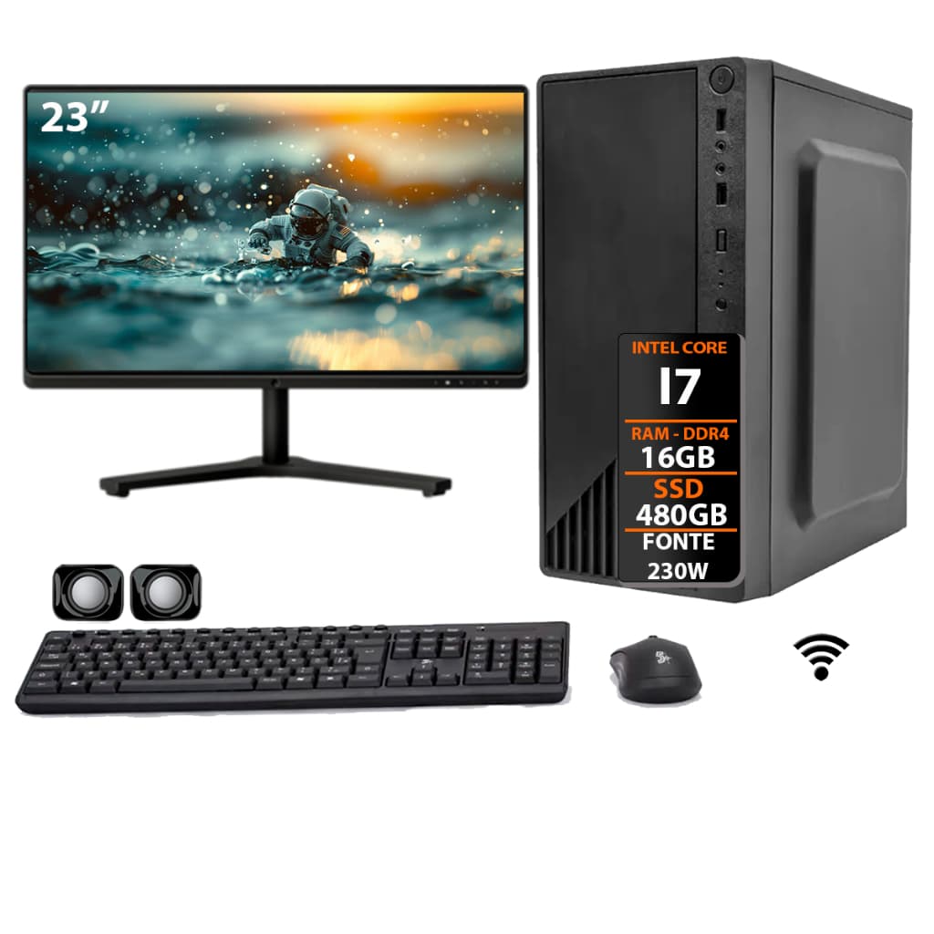 Computador Intel I7 16gb Ssd 480gb Monitor 23 - Completo PRO