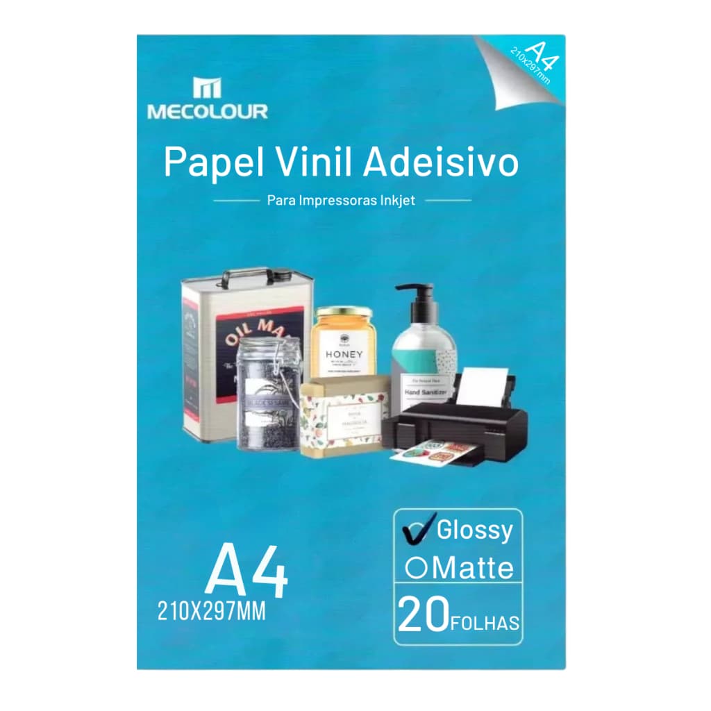 Vinil Branco Adesivo 135g/m² 20 Folhas à Prova d'Água – Mecolour