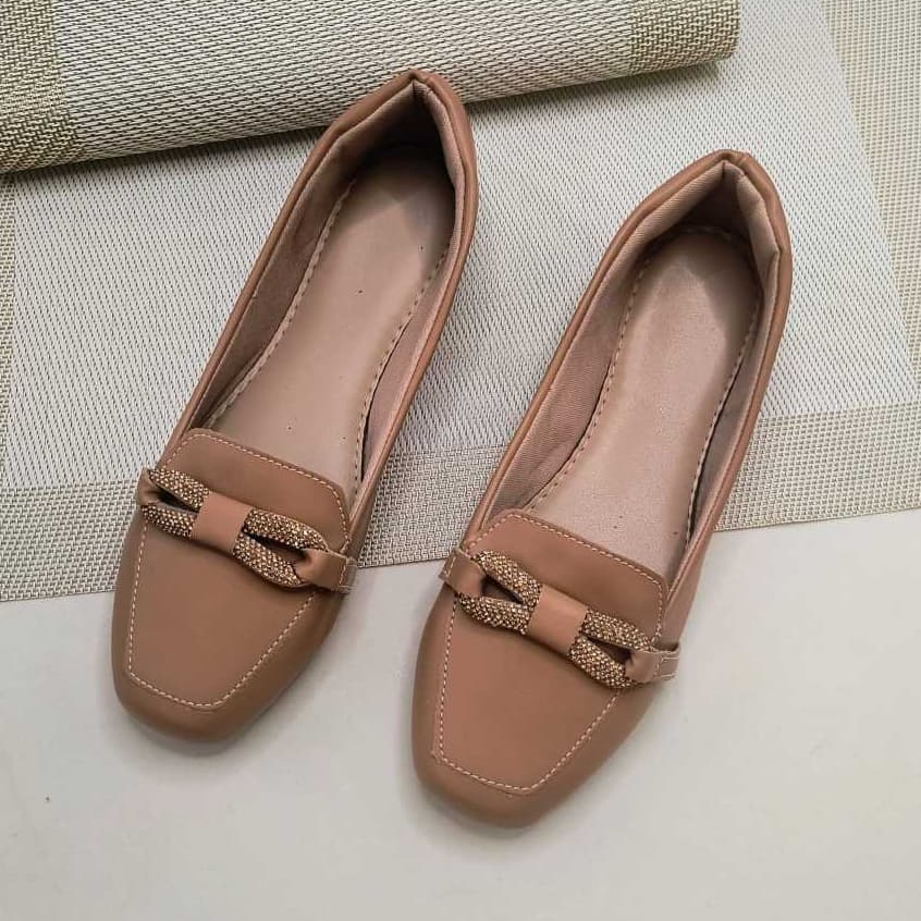 Sapatilha Feminina Confortável Mocassim Bico Quadrado Sandália Laço com Strass
