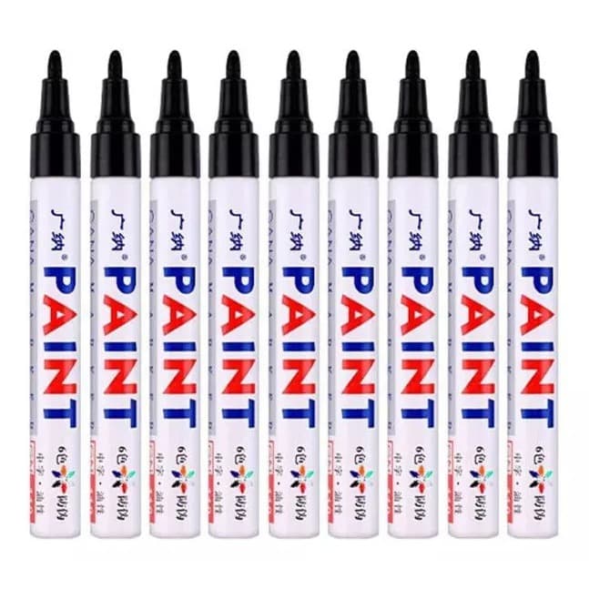 Caneta Paint Pneu TINTA PRETO Tira Risco Carro Tênis - A Prova D'agua Permanente
