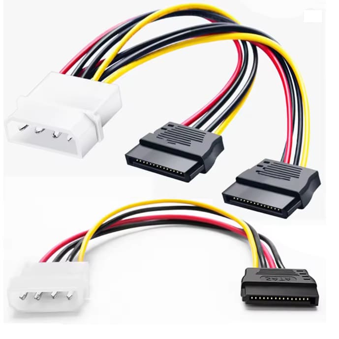 Cabo Adaptador Conversor Fonte IDE 4P para SATA 15P Conexão Molex p/ SATA Cabo Y 18cm Reforçado